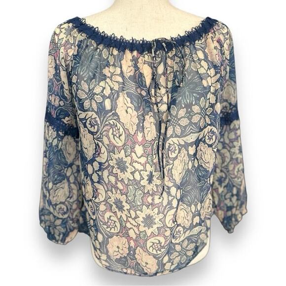 Anthropologie - Foxiedox Sheer Long Sleeve Floral Off the Shoulder Top NWT - Picture 10 of 12